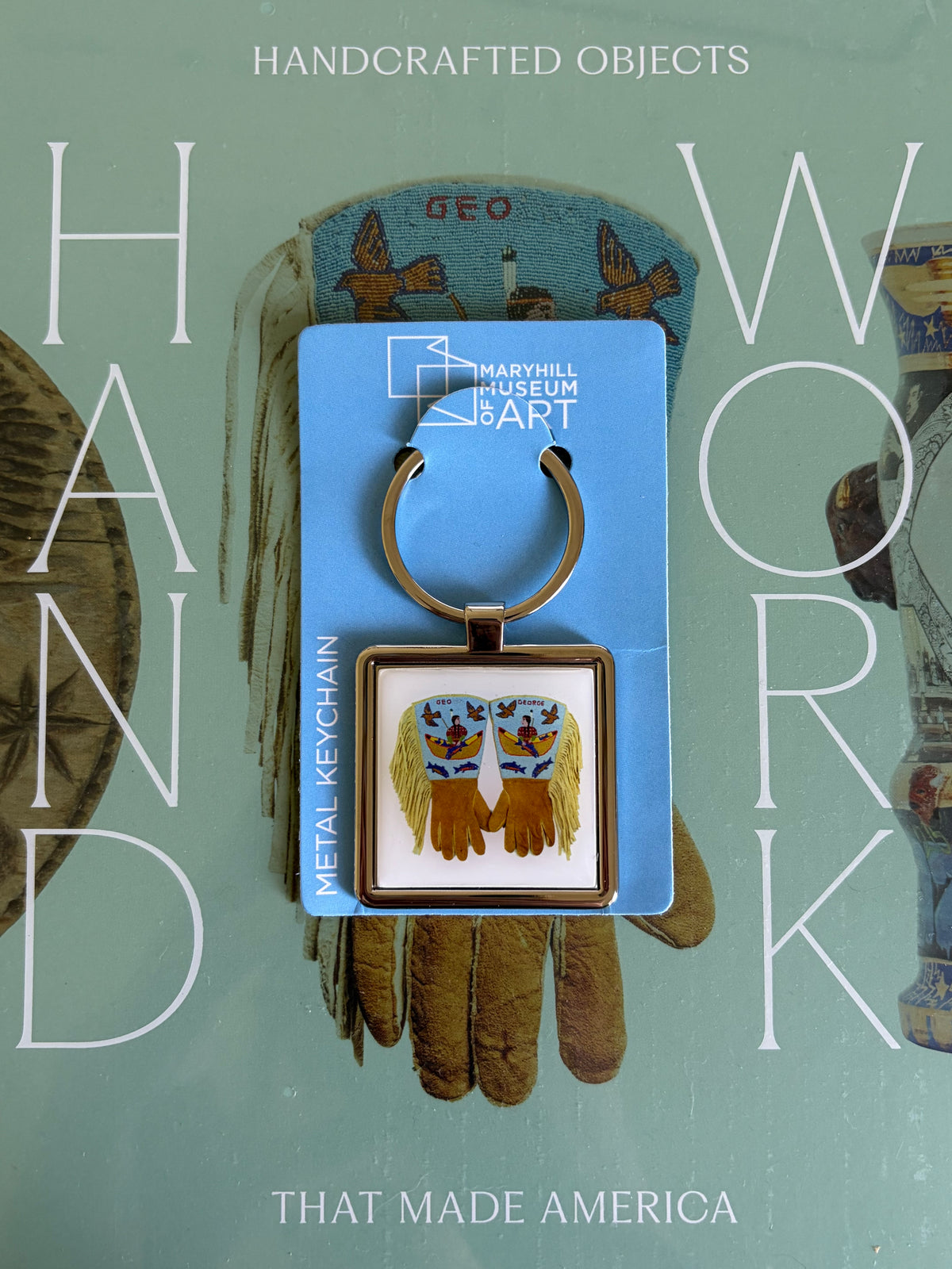 Beaded Gauntlet Metal Keychain